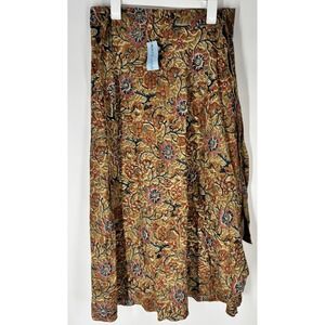 Boho India Cotton Floral Block Print Wrap Skirt Maxi Peasant White Lotus Style